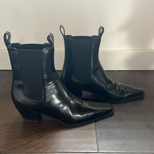 Toteme Black Leather Ankle Boots